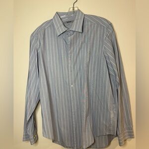 T386- DKNY Men's Light Blue Pinstripe Dress Shirt
